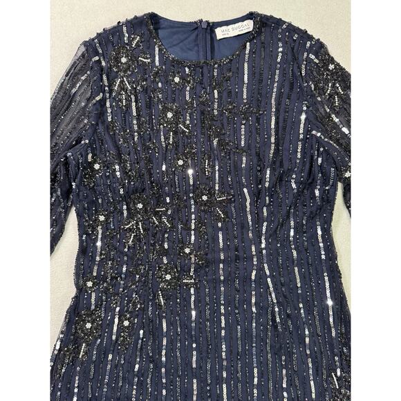 Mac Duggal 93626 Blue Size 12 Embellished Gown High Neck Illusion Long SleeveNWT - Picture 7 of 16